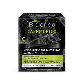 Bielenda CARBO DETOX Moisturizing and Mattifying Carbon Face Cream for Day Night, 50 ml