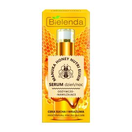 Bielenda MANUKA HONEY NUTRI ELIXIR Nourishing and Moisturizing Face Serum Day Night for Dry and Sensitive Skin, 30 gms